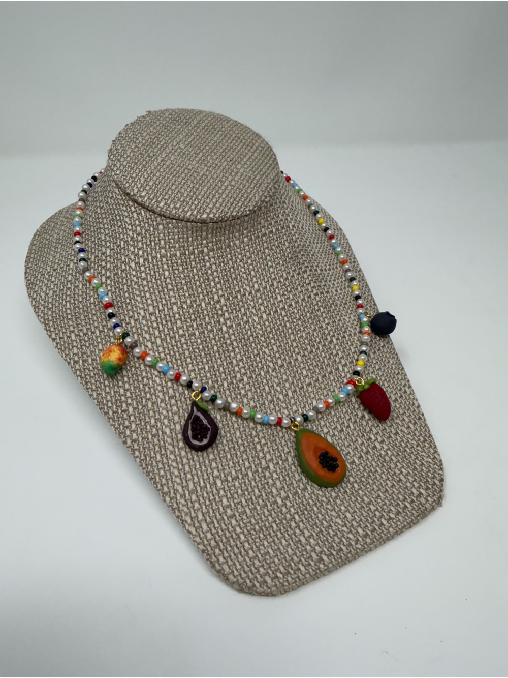 Colorful Fruit Charm Beaded Necklace — Multicolor